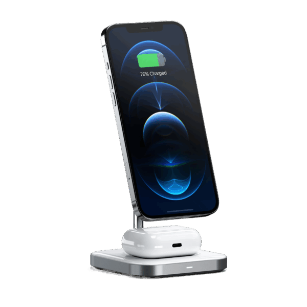 Satechi Aluminium 2-in-1 Magnetic Wireless Charging stand – White