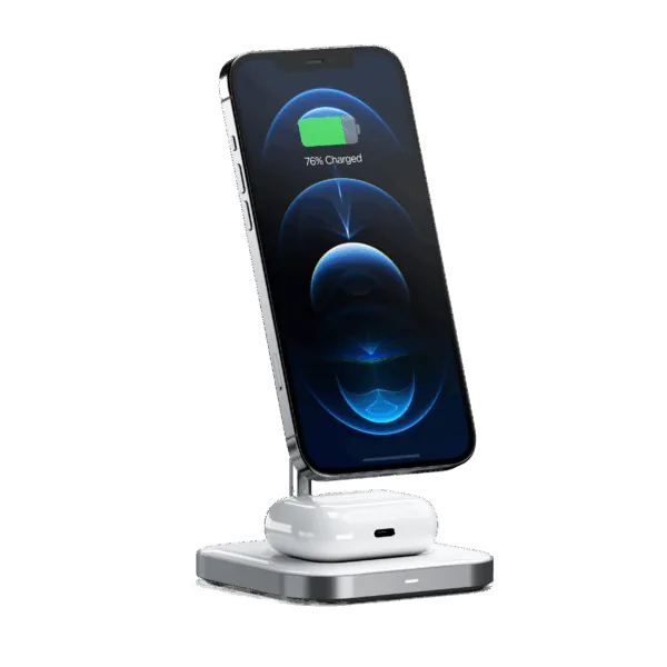 Satechi Aluminium 2-in-1 Magnetic Wireless Charging stand – White