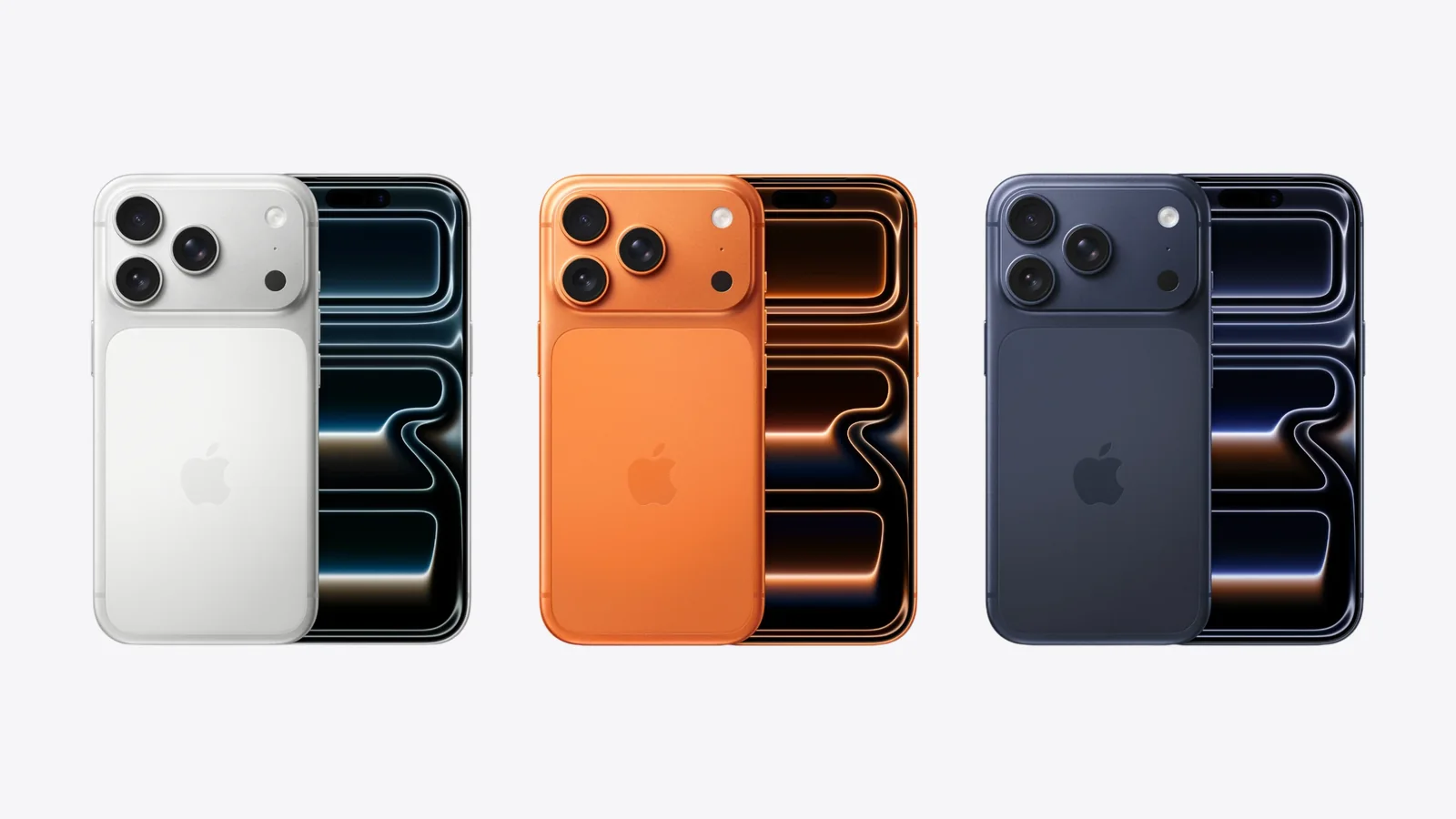 iPhone 17 Pro u bojama Silver, Cosmic Orange i Deep Blue