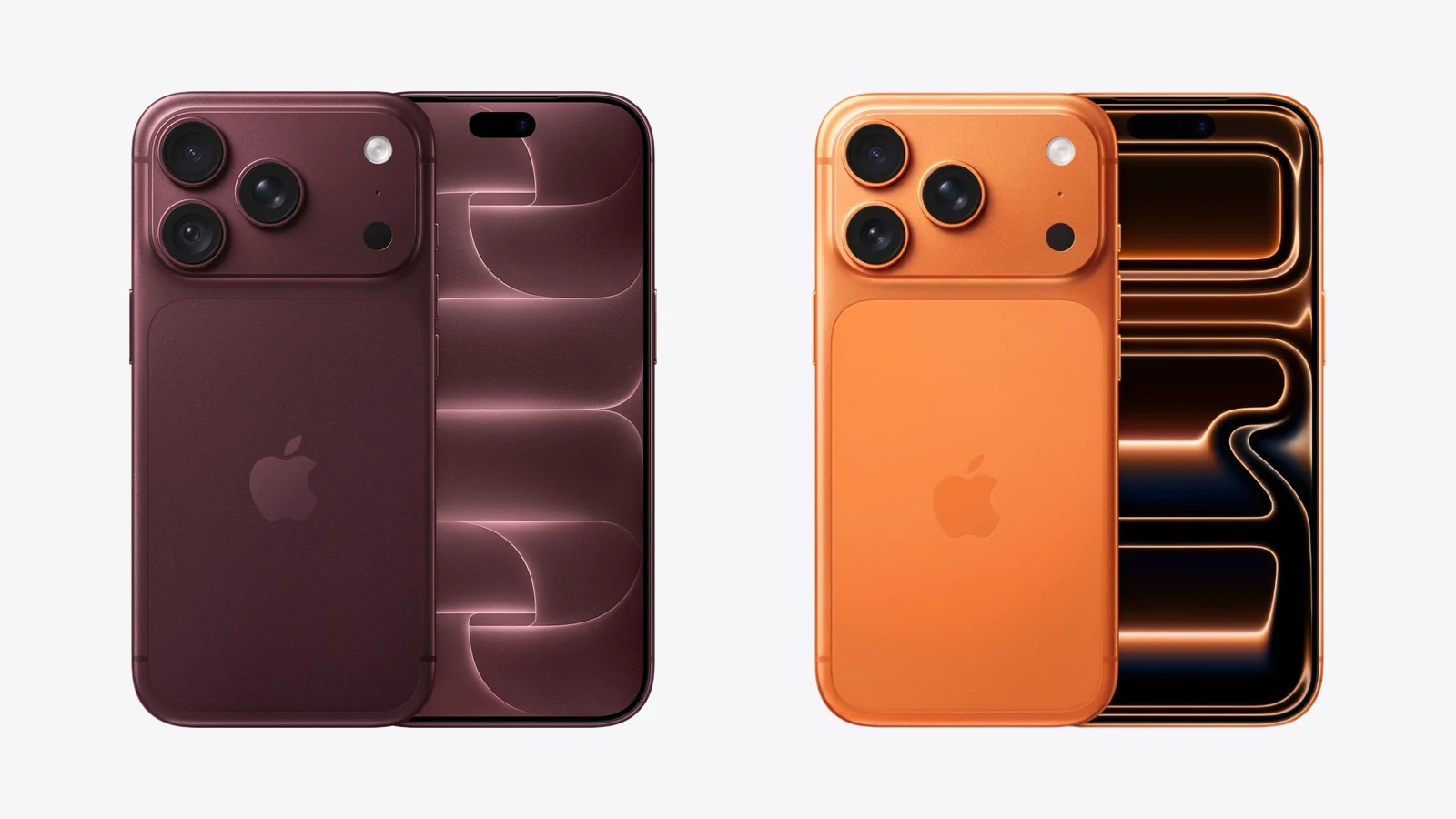 iPhone 18 Pro u boji Burgundy i iPhone 17 Pro u boji Cosmic Orange
